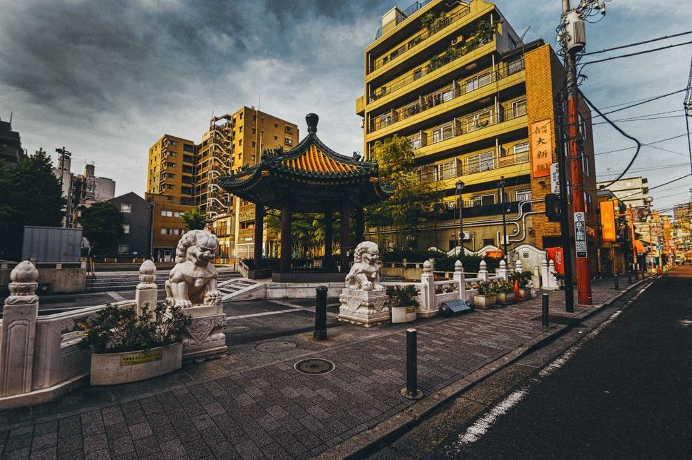 sunrise at china town in Japan