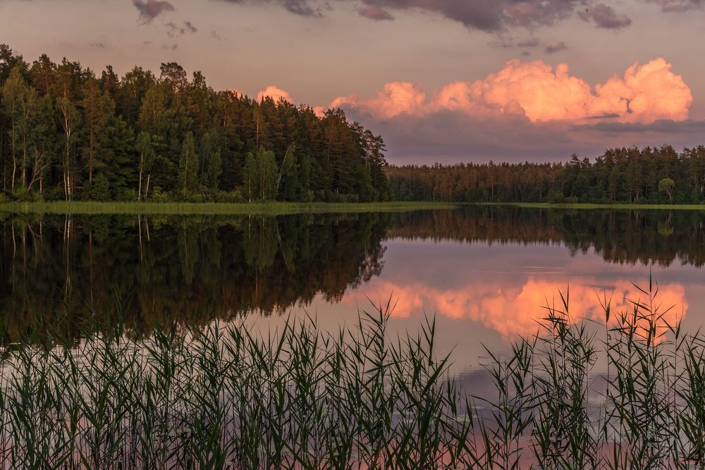 Закат на озере