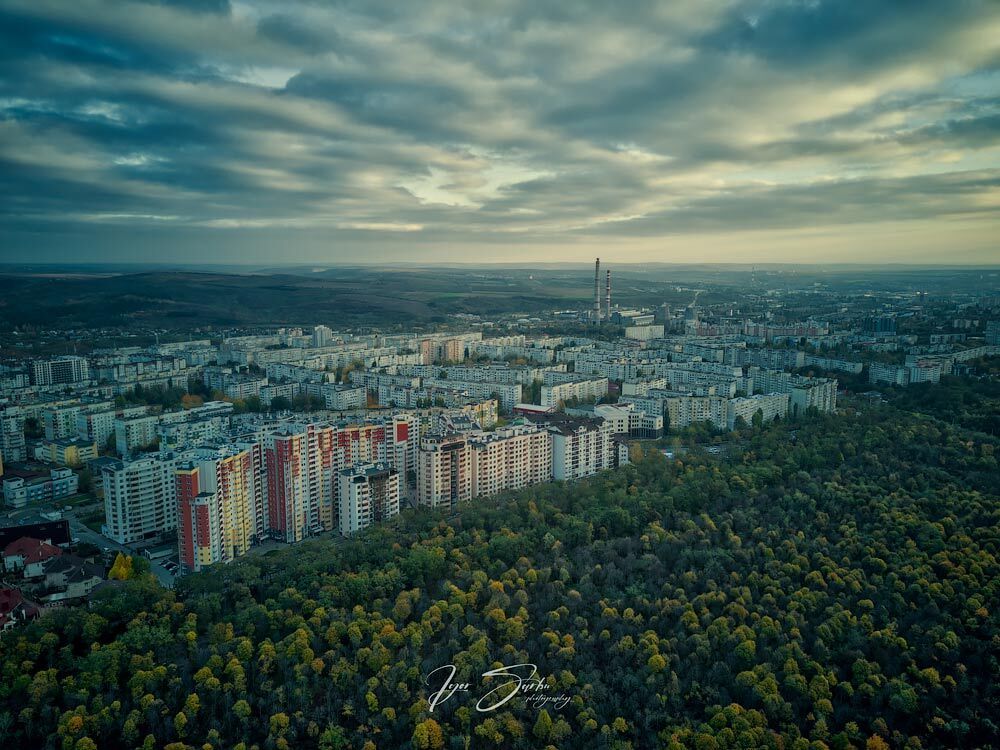 Autumn sunset in Kishinev city