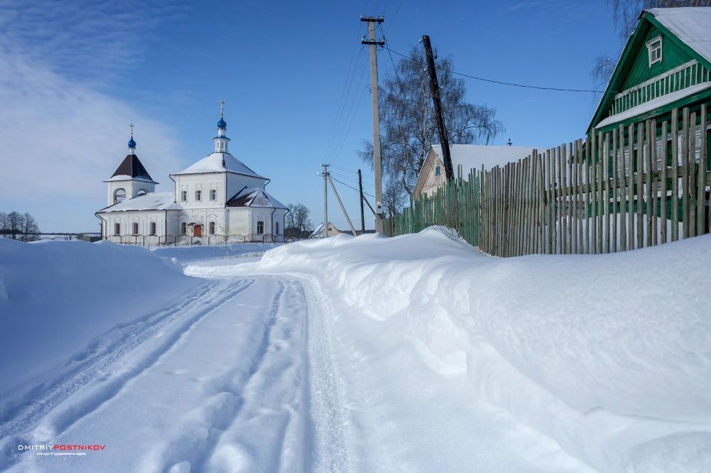 Церковь Космы и Дамиана в деревне Леднёво ,Владимирская область. Зима 2021.