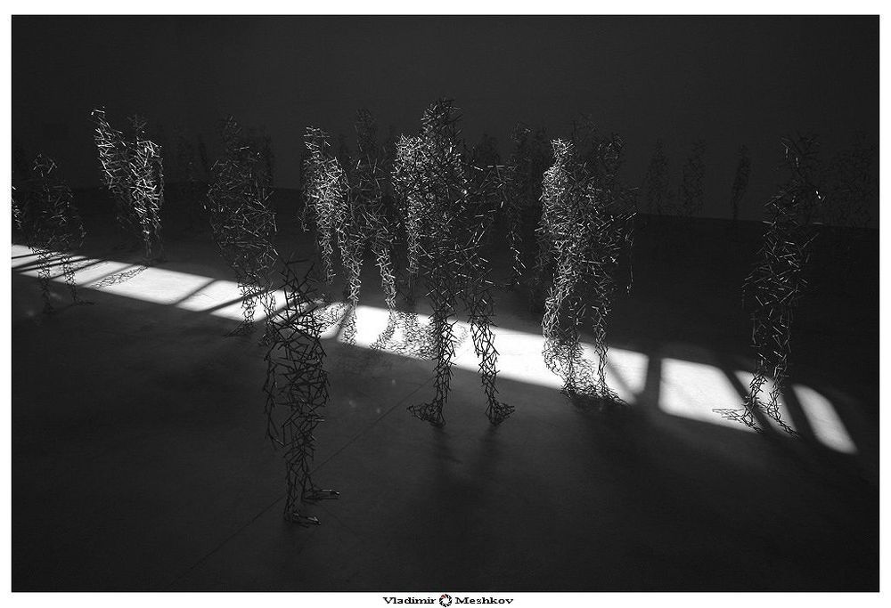 Скульптор: Энтони Гормли (Antony Gormli) &copy;2009.
Фото: Владимир Мешков (Vladimir Meshkov) &copy;2009.

Инсталляция &laquo;Поле притяжения&raquo;.