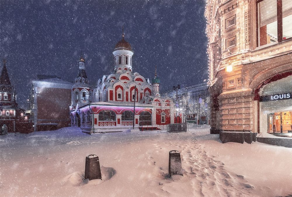 Москва, Красная площадь, Казанский собор, ГУМ.