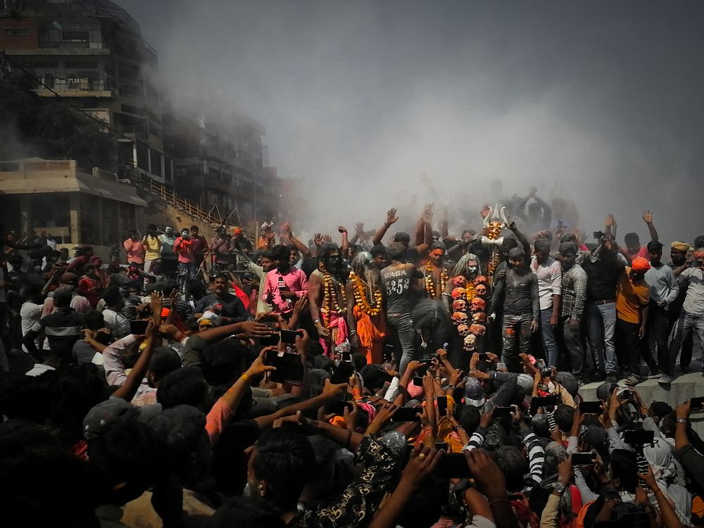 Holi celebration at cremation 