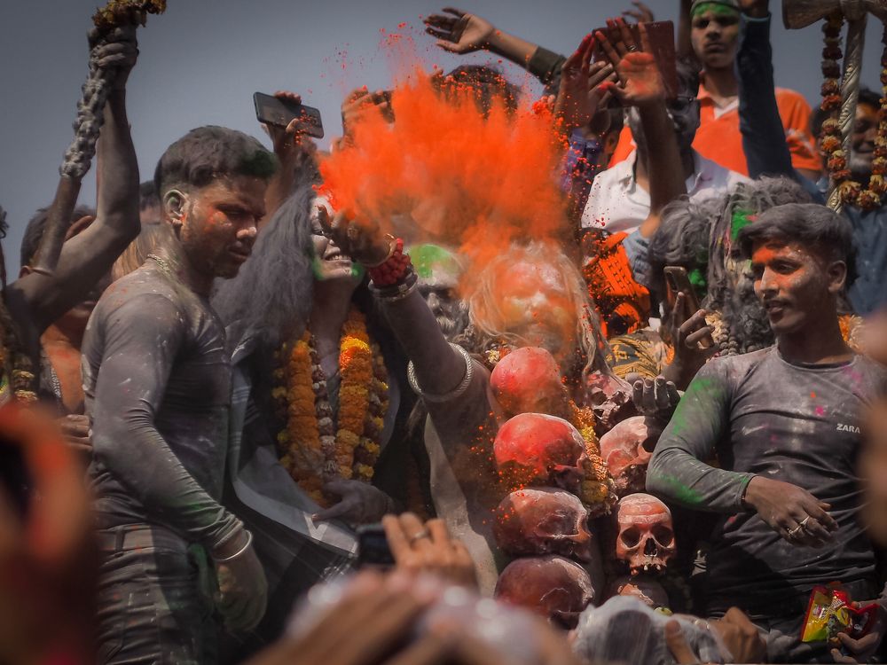 Holi celebration at cremation 