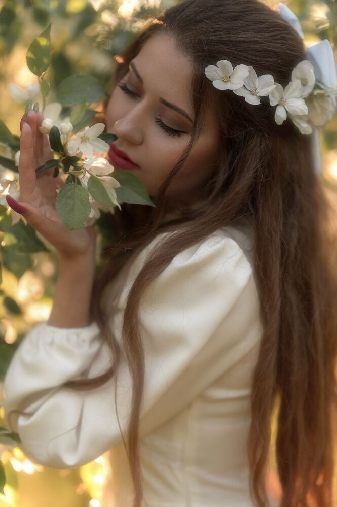 In the apple trees