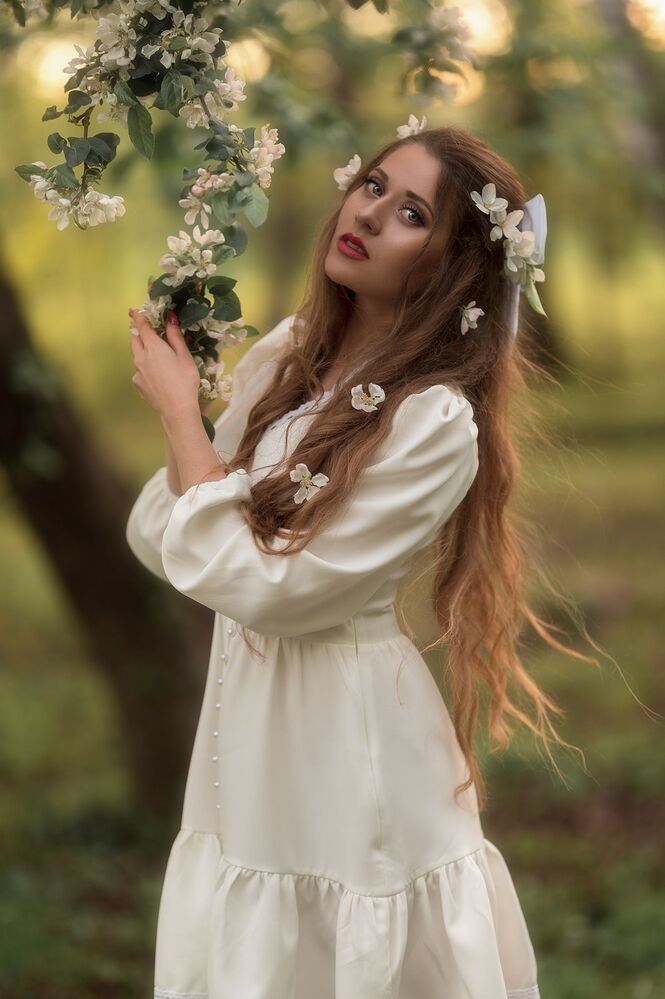 In the apple trees
