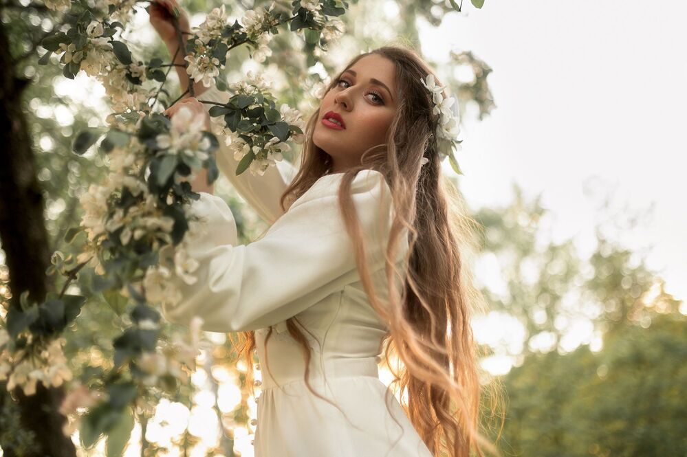In the apple trees