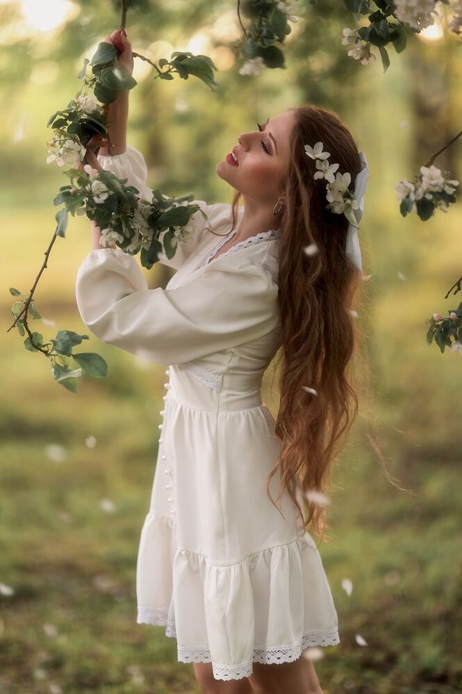 In the apple trees