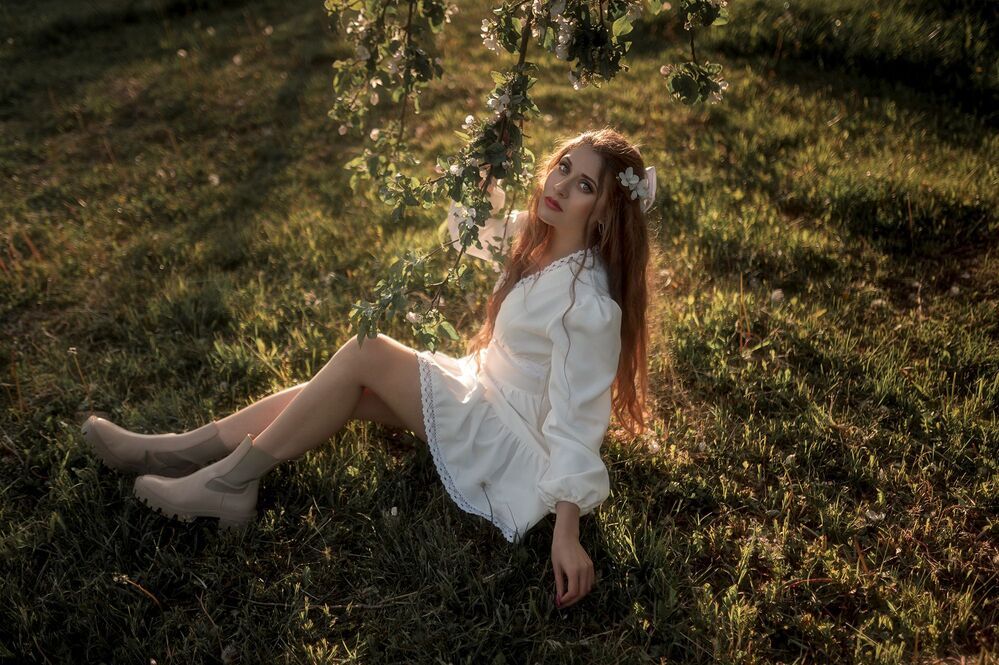 In the apple trees