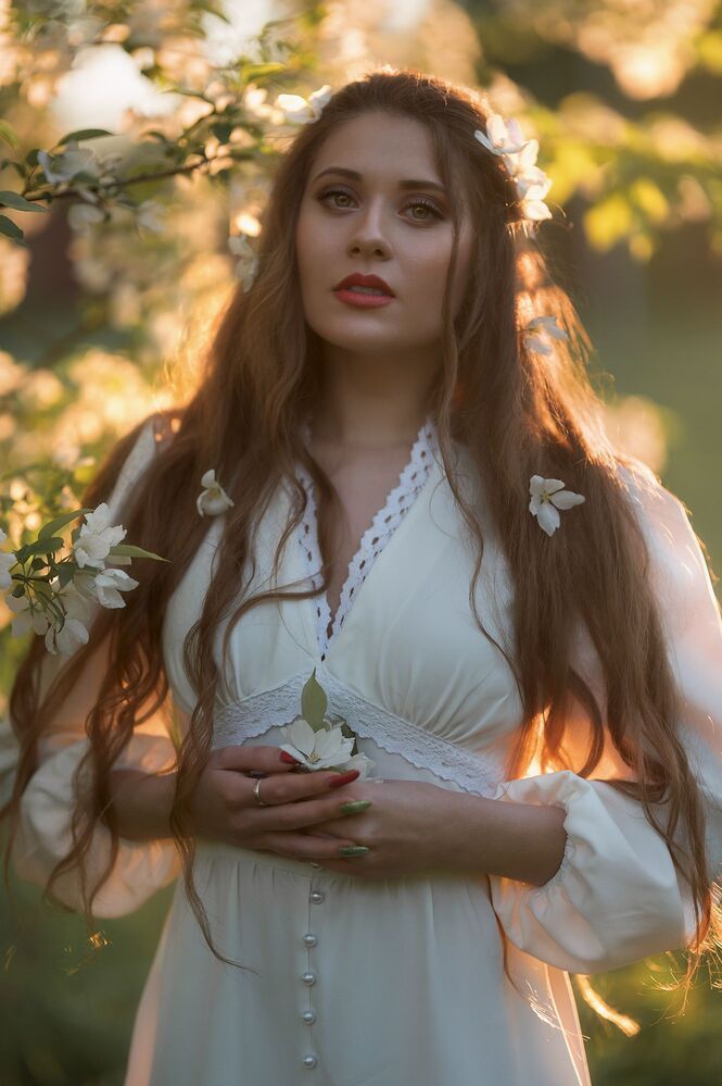 In the apple trees