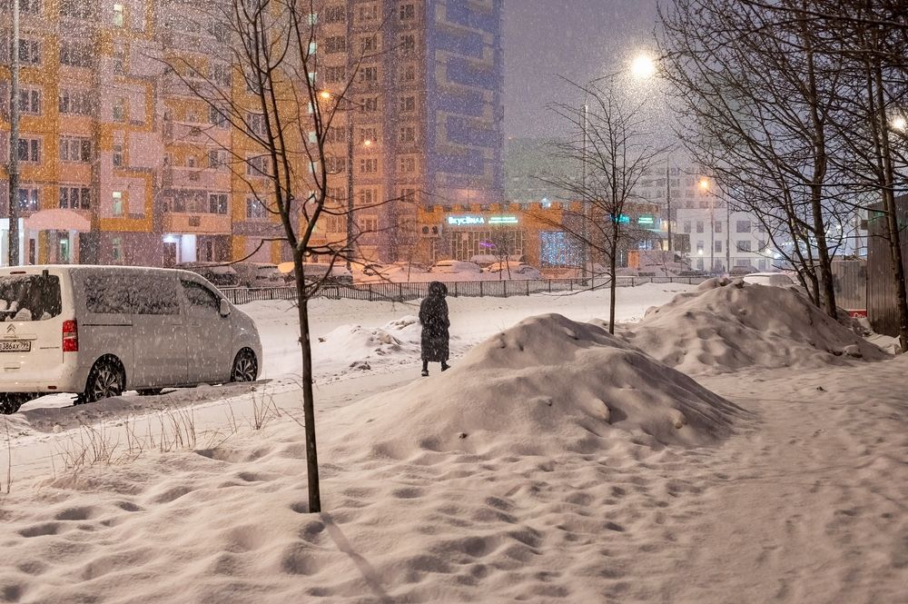 Сегодня утром в Москве снегопад