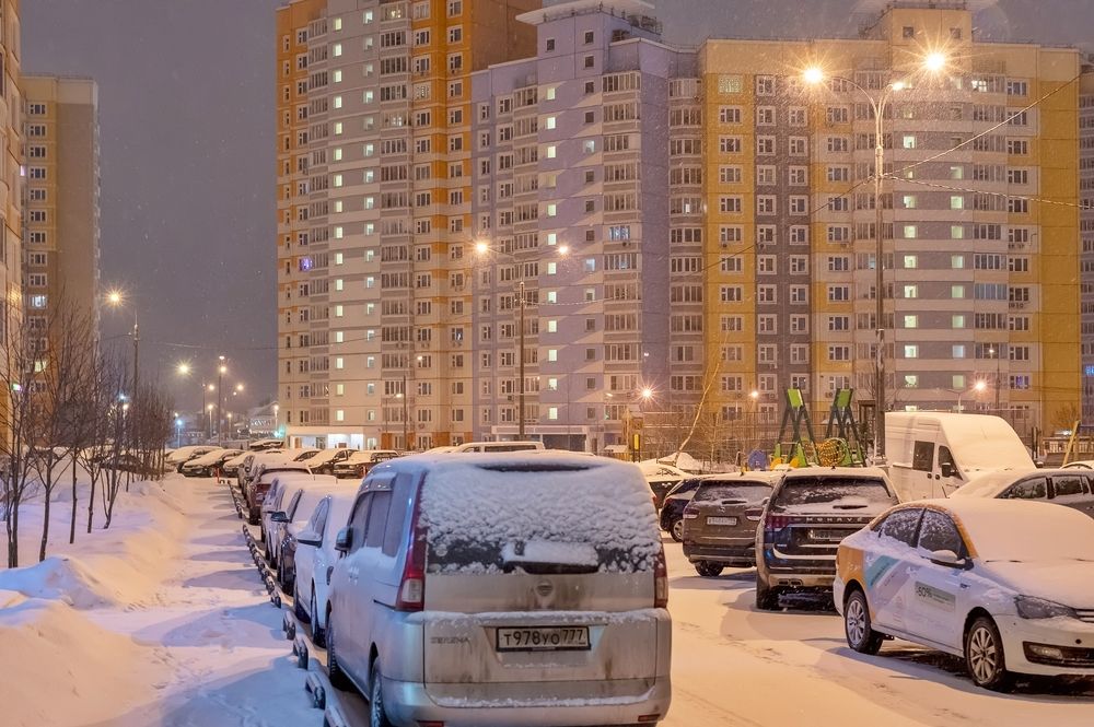 Сегодня утром в Москве снегопад