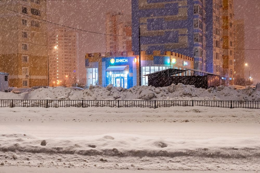 Сегодня утром в Москве снегопад