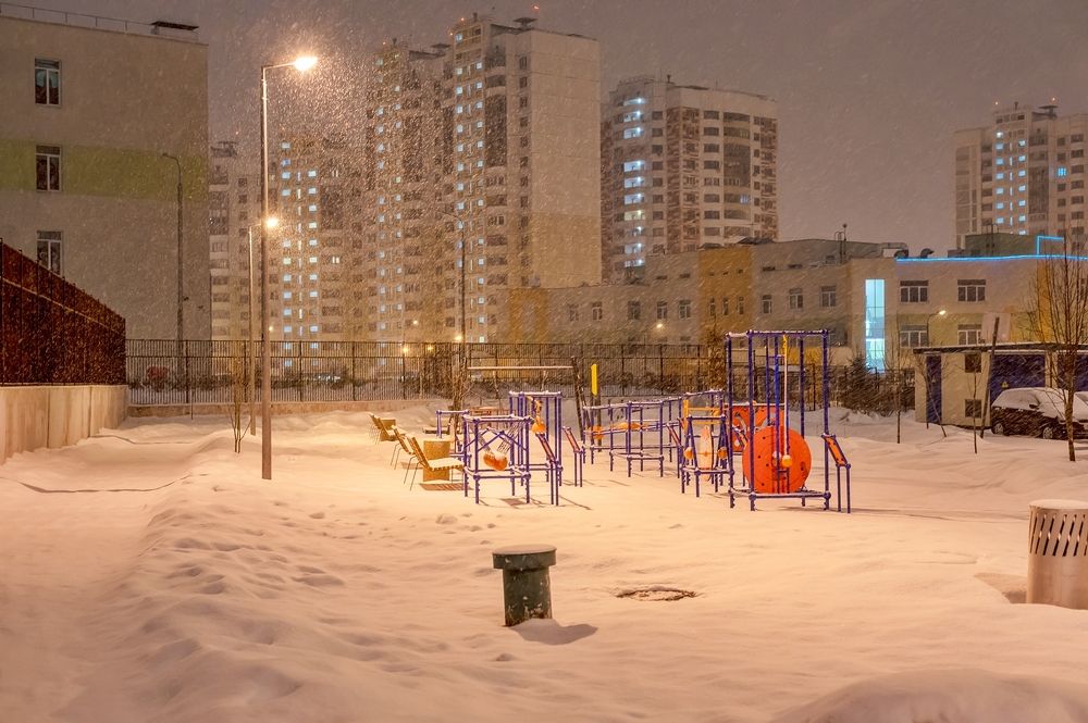 Сегодня утром в Москве снегопад