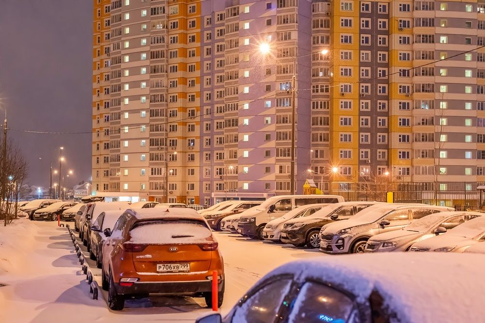 Сегодня утром в Москве снегопад