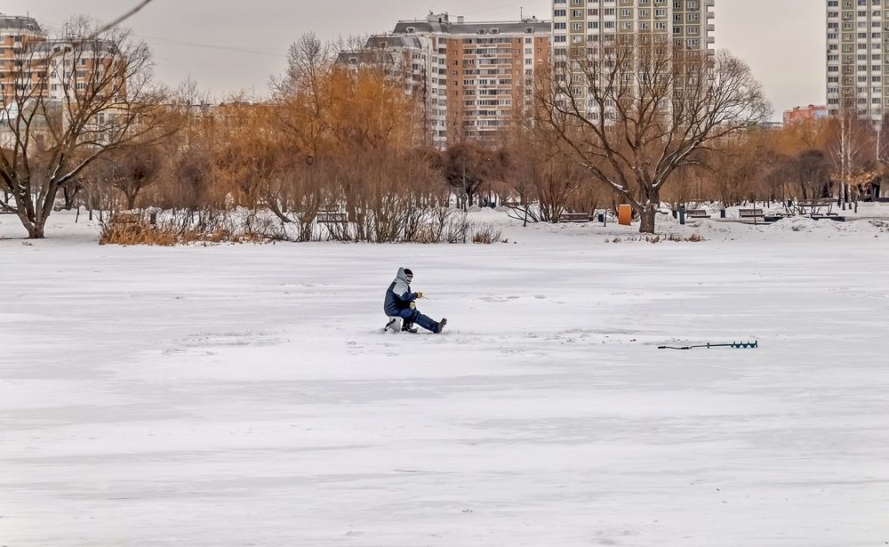 На замерзшем пруду