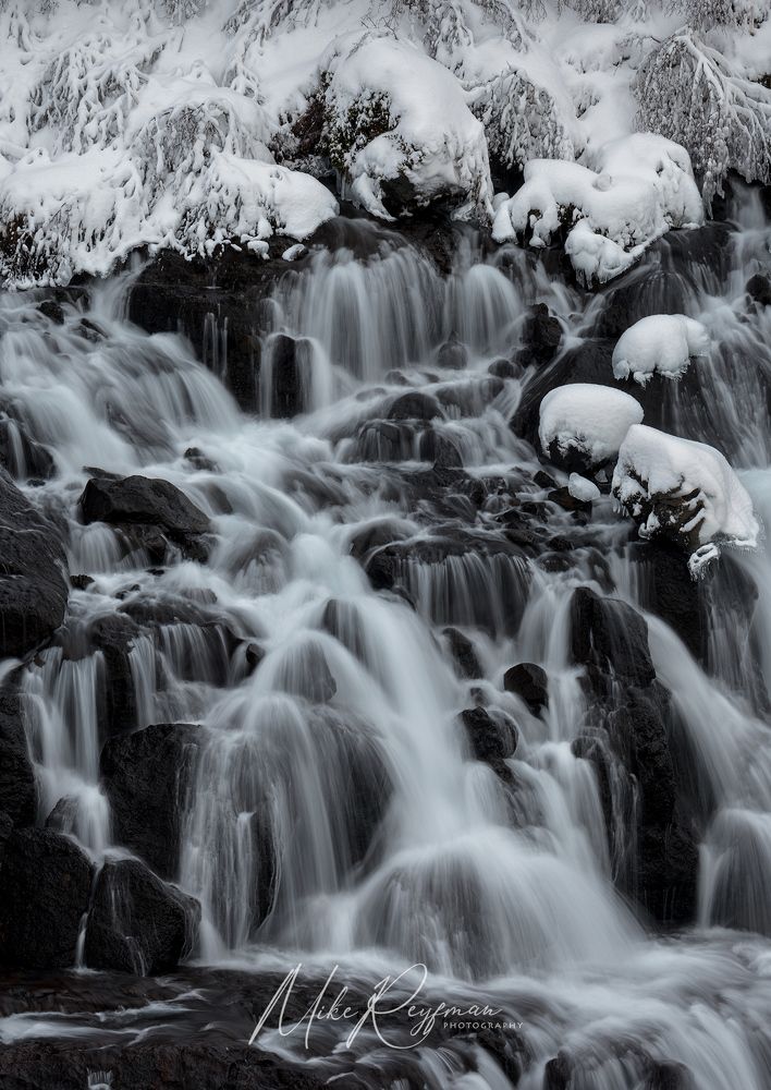 Hraunfossar (Lava Falls) in winter. Borgarfj&ouml;r&eth;ur district, Iceland