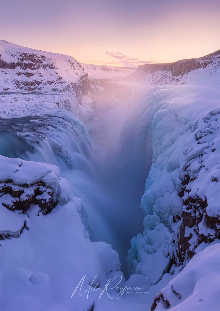 Gullfoss Waterfall (Golden Falls) in Winter. Hv&iacute;ta river Canyon, Iceland