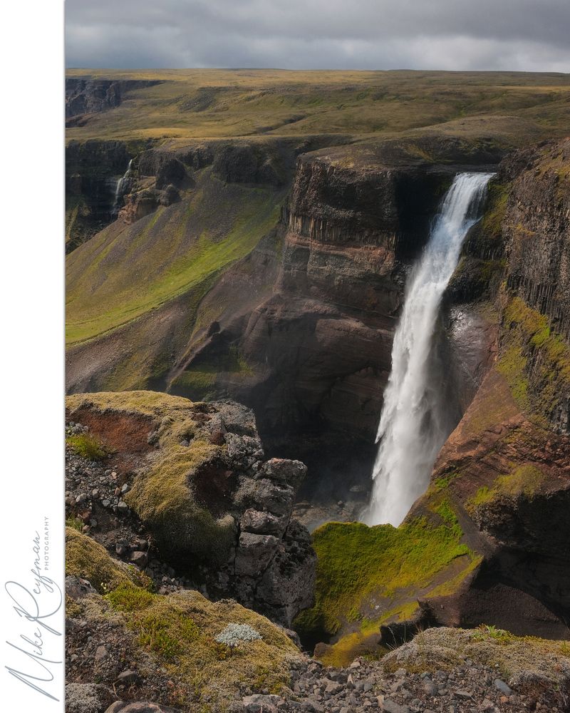 Haifoss. Fossá River, Thjorsardalur (Þjórsárdalur) valley, Iceland