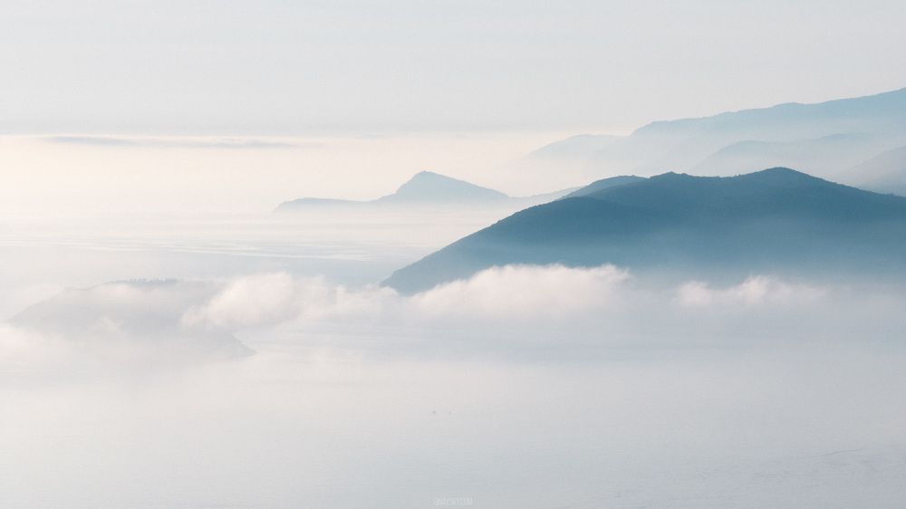 Low clouds near the Mamula island, Montenegro