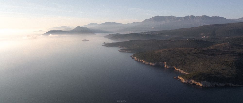 Low clouds near the Mamula island, Montenegro