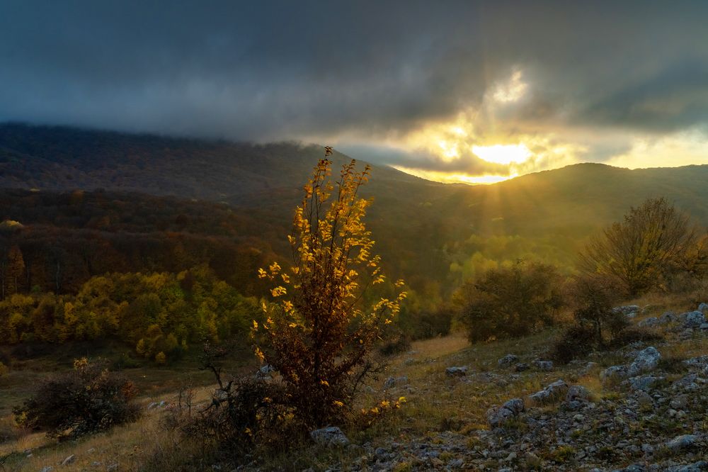 Осенний закат в Крыму