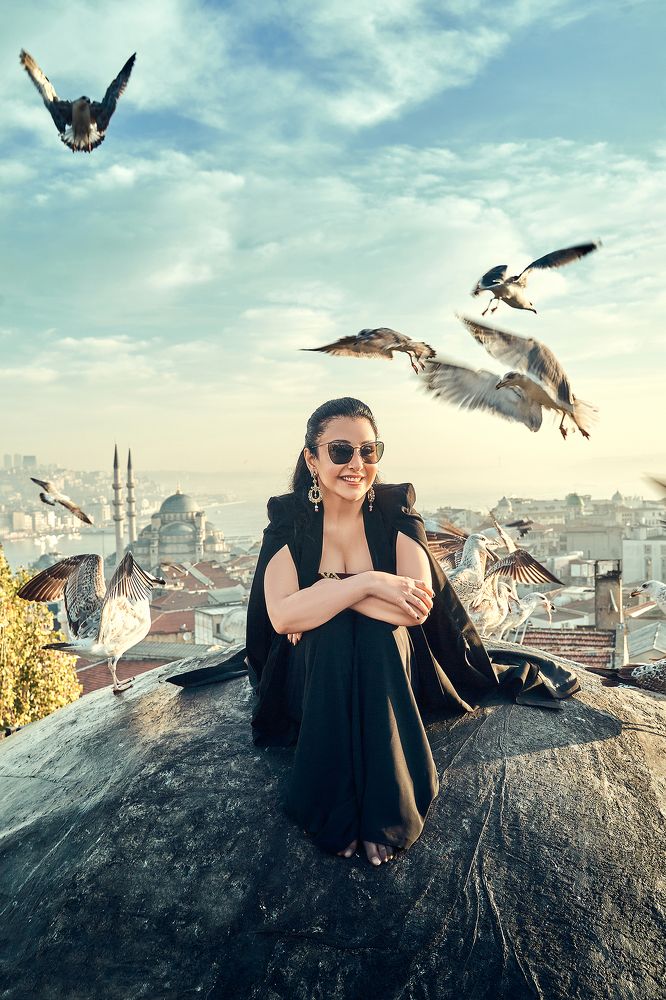 Фотосессия с чайками на стамбульских крышах.