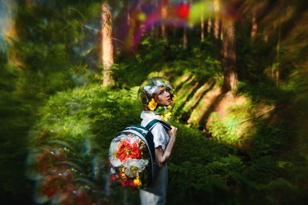 inhaling flowers