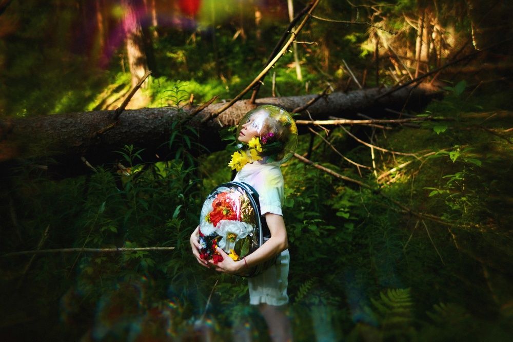 inhaling flowers
