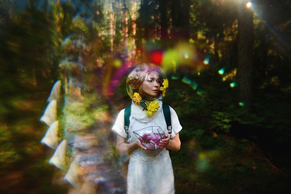 inhaling flowers