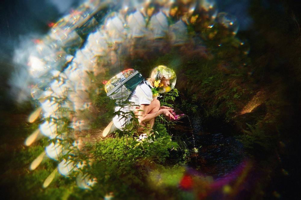 inhaling flowers