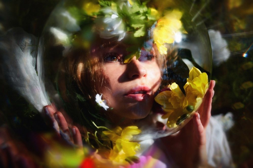 inhaling flowers