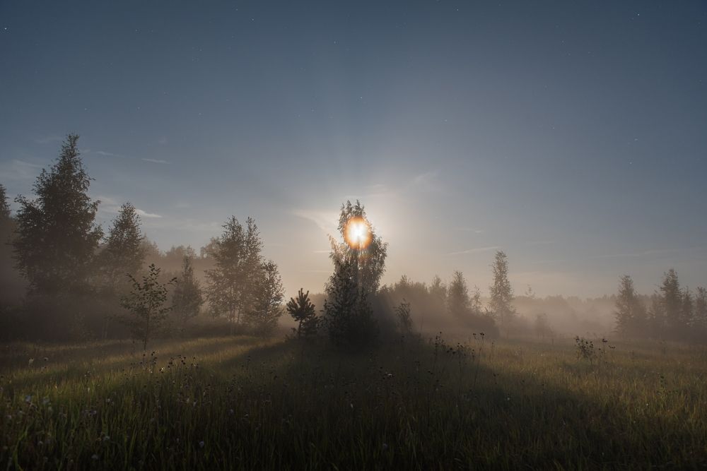 Полнолуние, туман и лунная корона