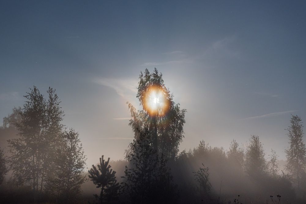 Полнолуние, туман и лунная корона