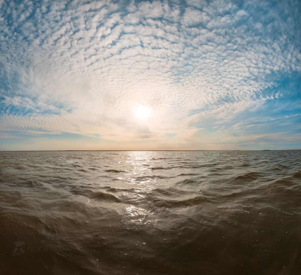 Место впадение реки Волги в Каспийское море