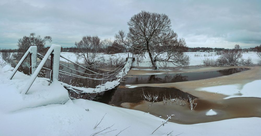 Оттепель зимой на реке )