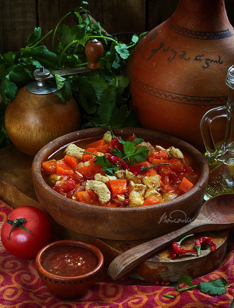 Курочка с тыквой и кавказскими специями