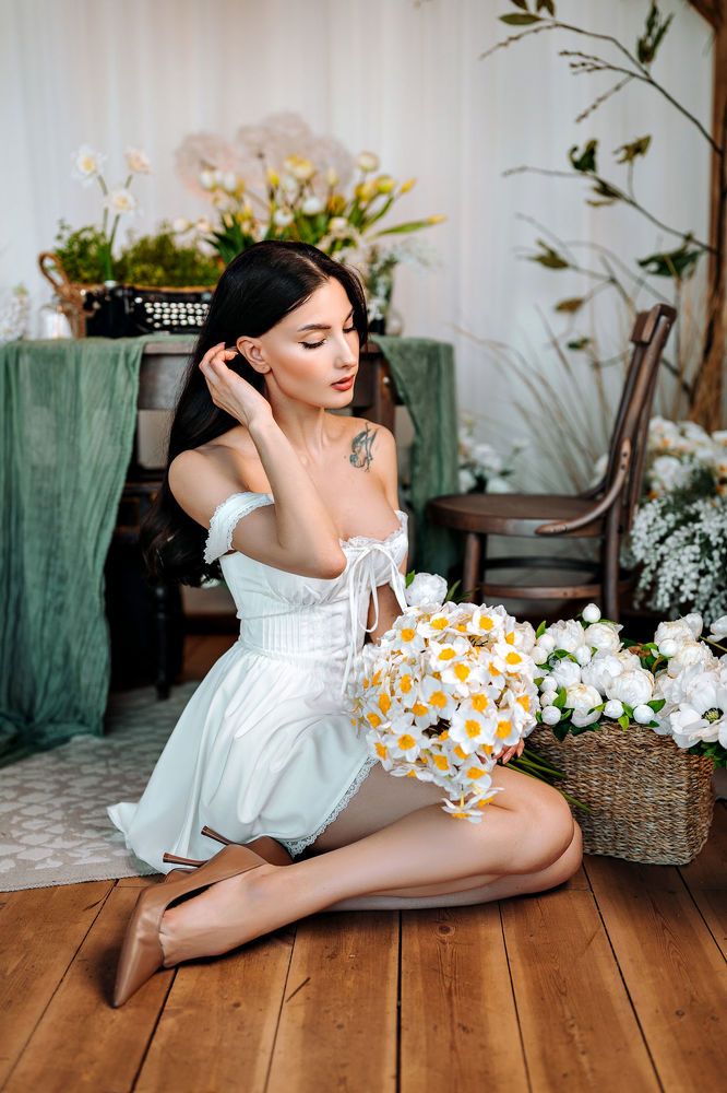 Nina and flowers