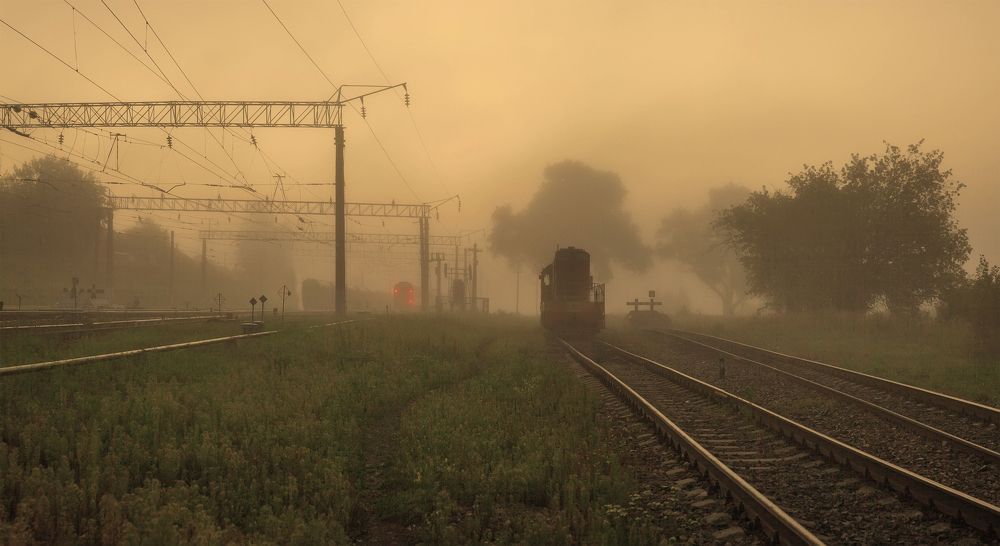 Туман на  железной дороге.