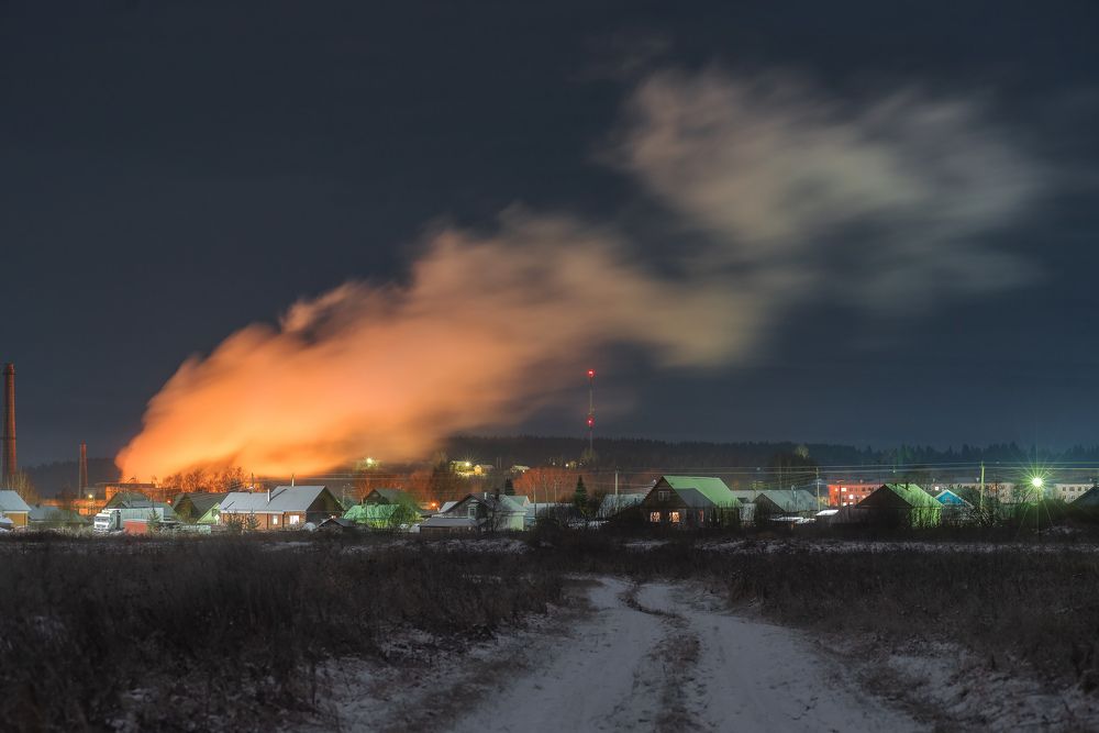 Ночное Красавино поздней осенью.