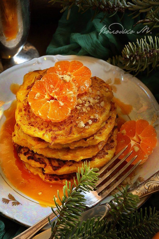 Оладьи из тыквы с мандаринами