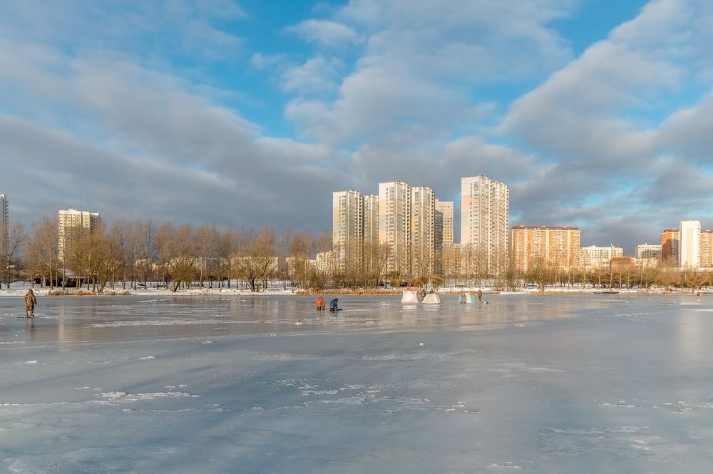На замерзшем пруду