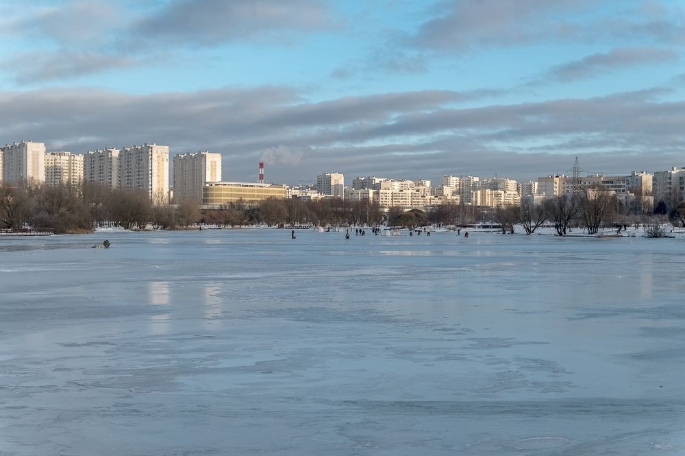 На замерзшем пруду