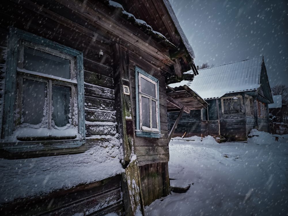 Заброшенные дома в селе Вины, Новгородская область