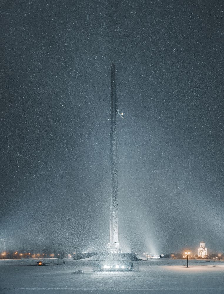 Ночная метель в Парке Победы