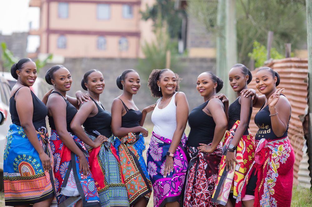 Kenyan Brides Maids in Nairobi City County wearing Shuka Lesso Kitenge Morning Preps