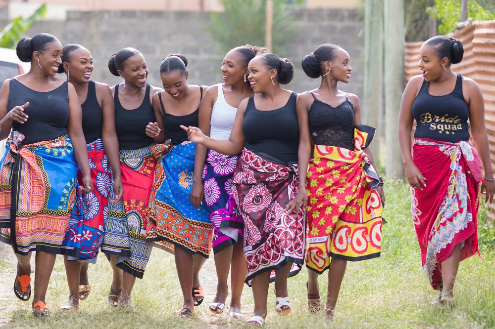 Kenyan Brides Maids in Nairobi City County wearing Shuka Lesso Kitenge Morning Preps