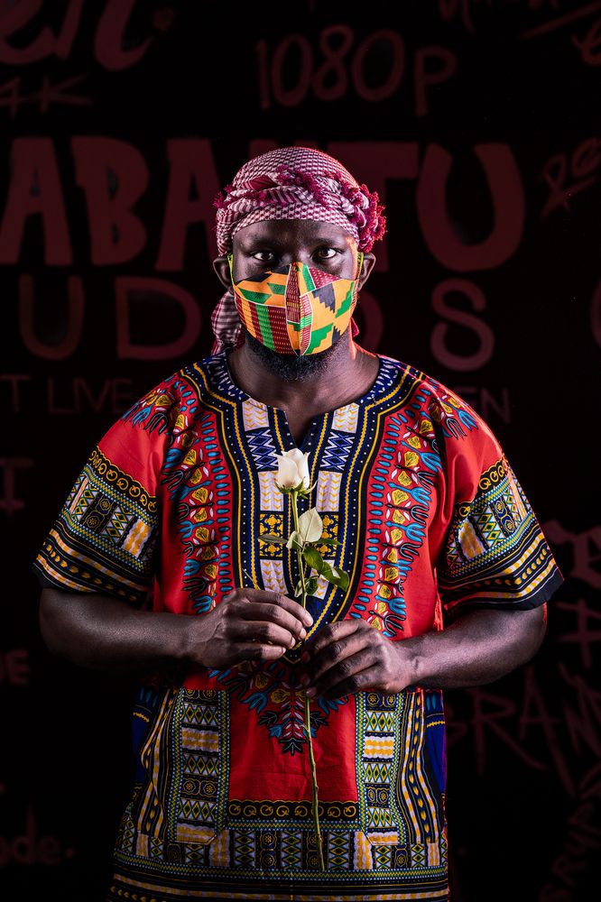 Afro Mask Ankara Patterns Studio Portraits Male In Kenya