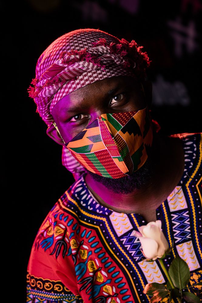 Afro Mask Ankara Patterns Studio Portraits Male In Kenya