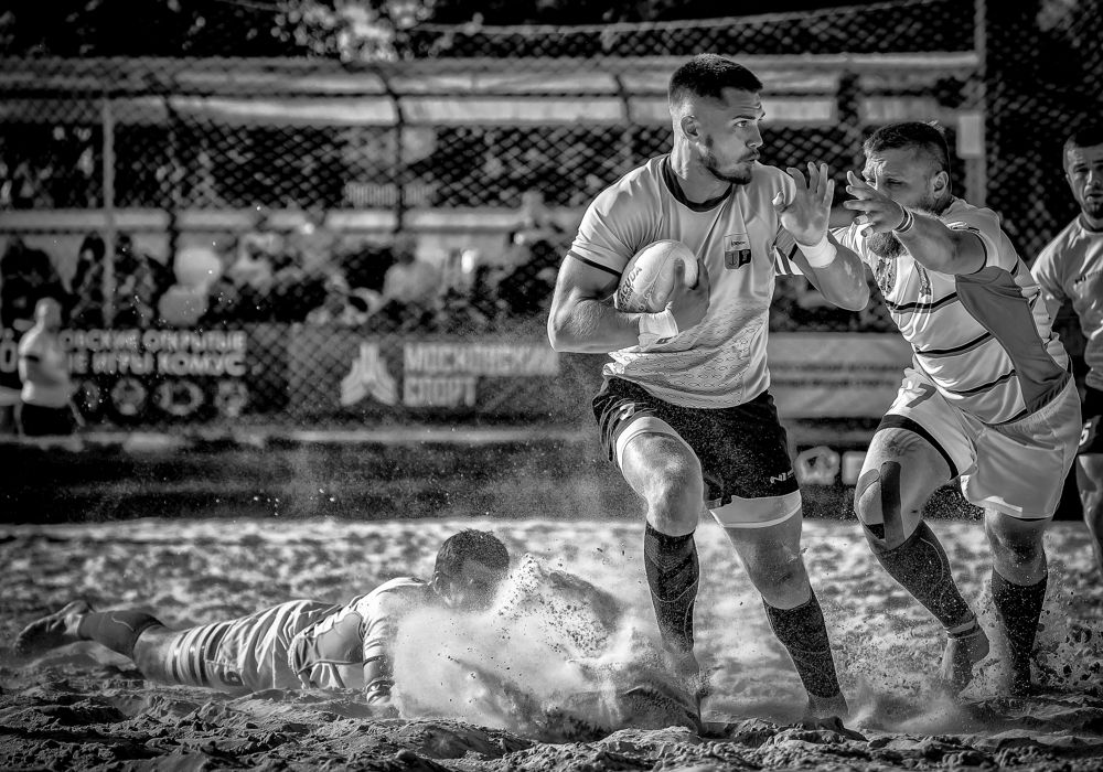 Beach Rugby B&W Photos